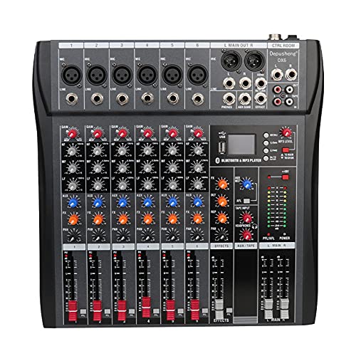 Depusheng DX6 Professional Mixer Audio 6 Channel Sound Board Console ...